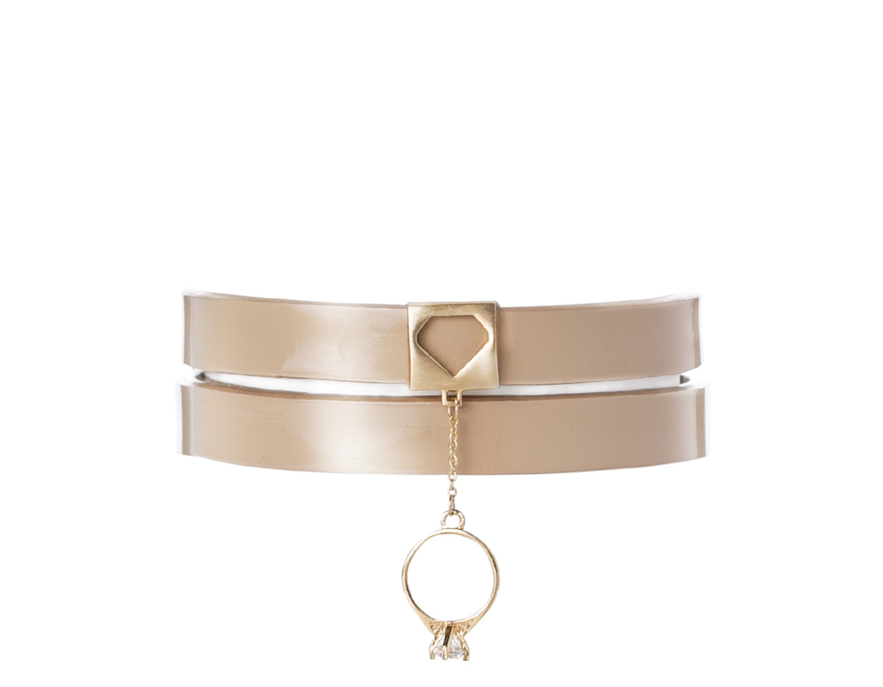 دستبند چرم و طلا سولیتر آویز