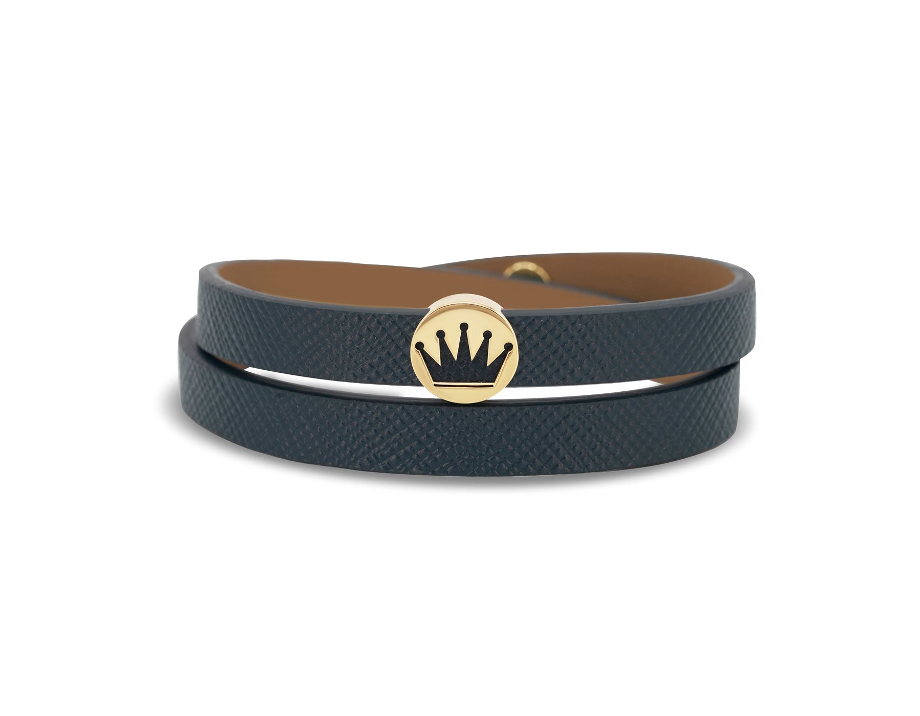 دستبند چرم و طلا کلید و تاج دستبند چرم و طلا کلید و تاج