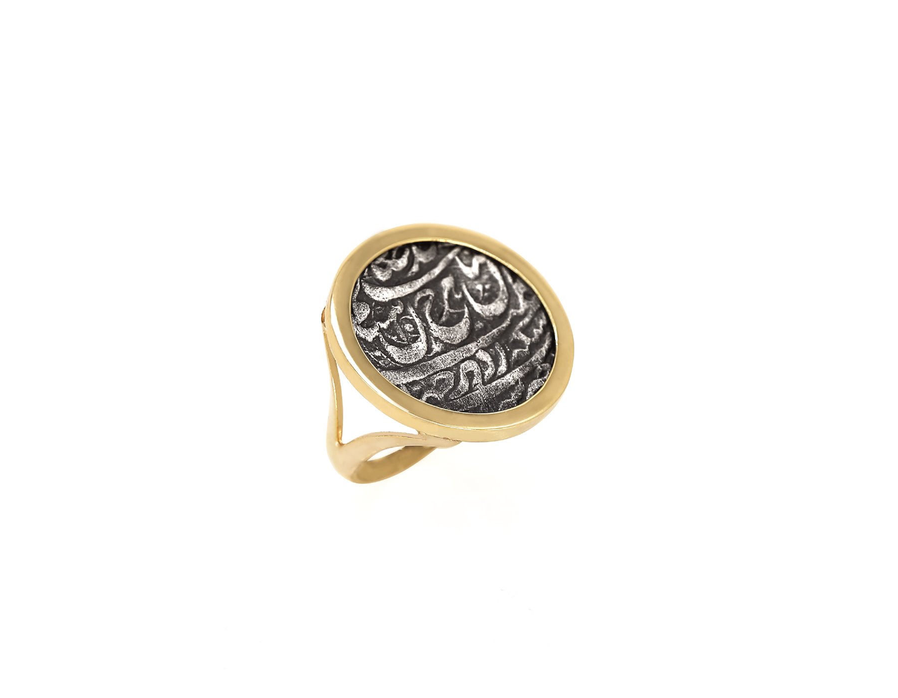 انگشتر طلا دایره سکه احمدشاهی