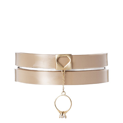 دستبند چرم و طلا سولیتر آویز