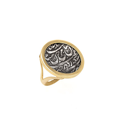 انگشتر طلا دایره سکه احمدشاهی
