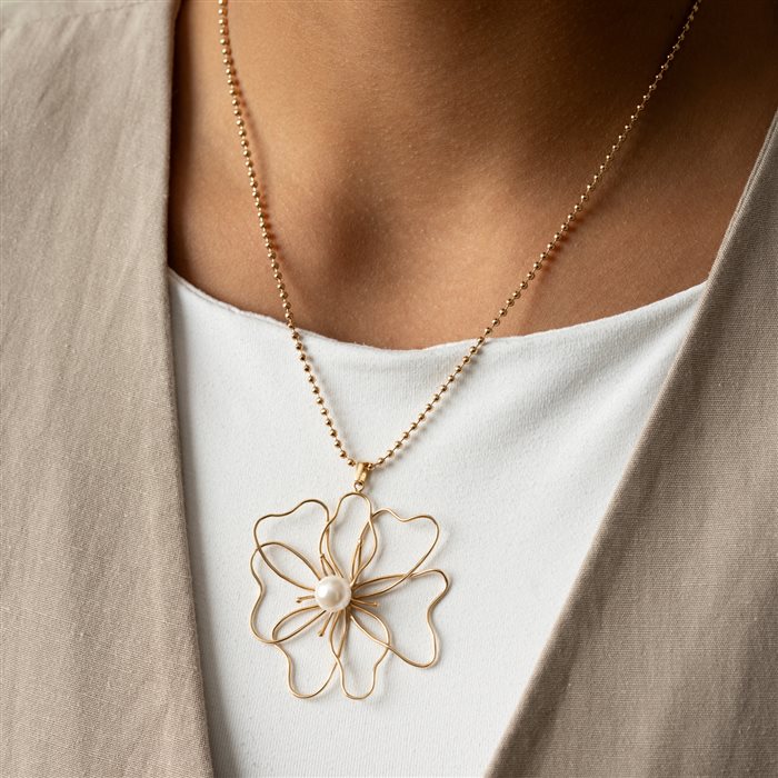 آویز طلا زنانه گل مفتولی بزرگ