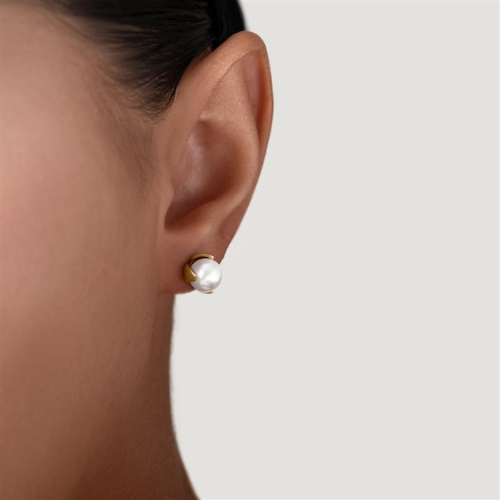 گوشواره طلا زنانه گل مروارید سفید