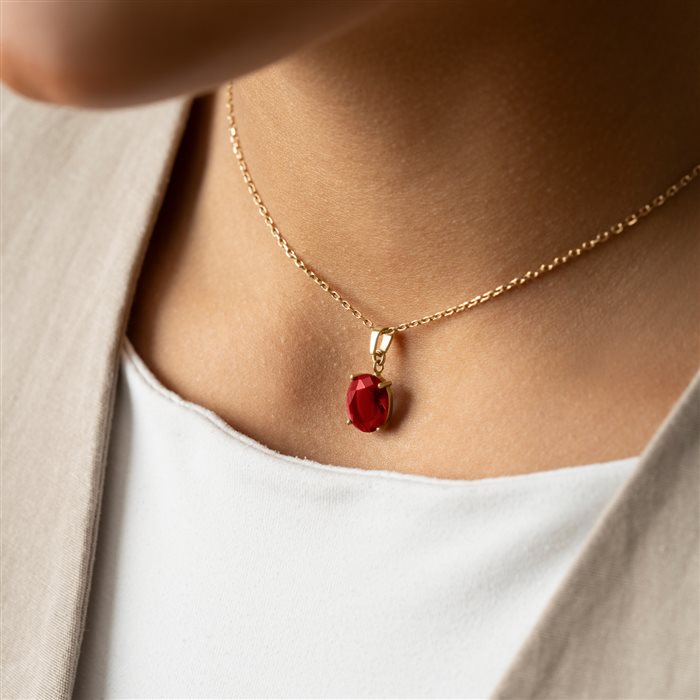 آویز طلا زنانه ویترای بیضی قرمز