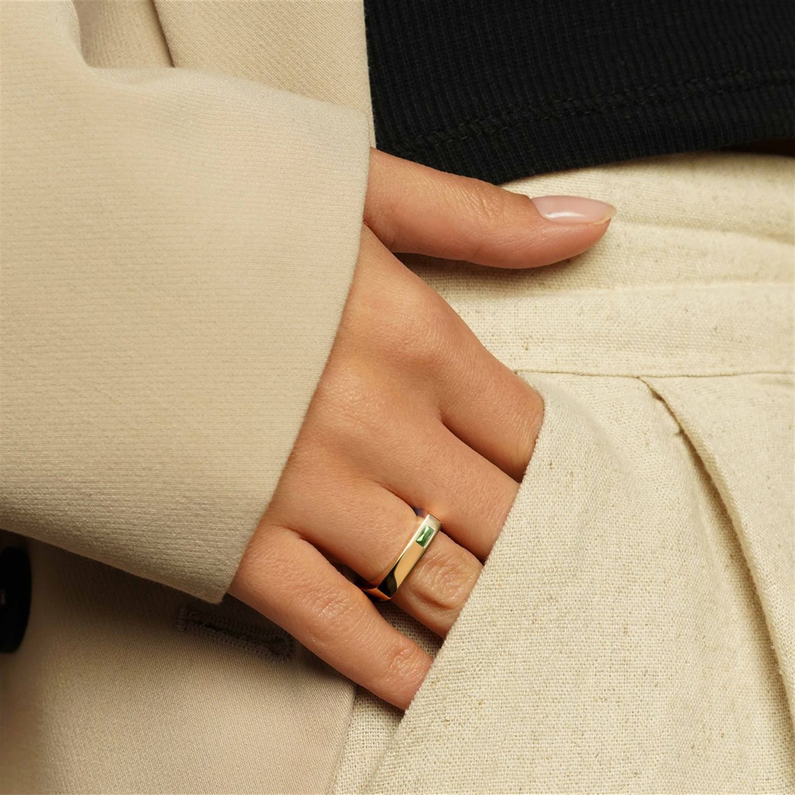 انگشتر طلا زنانه پلازا سبز