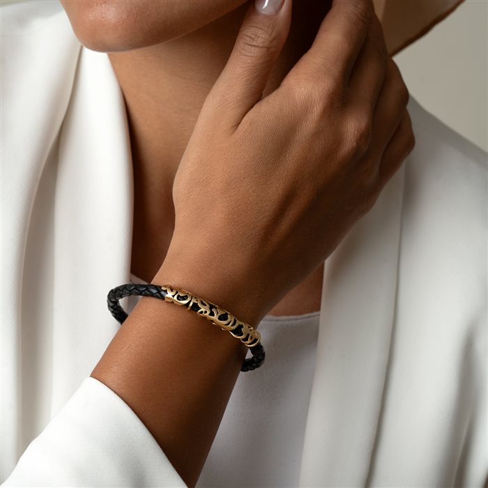 دستبند چرم و طلا زنانه الهی مرا آن ده که آن به