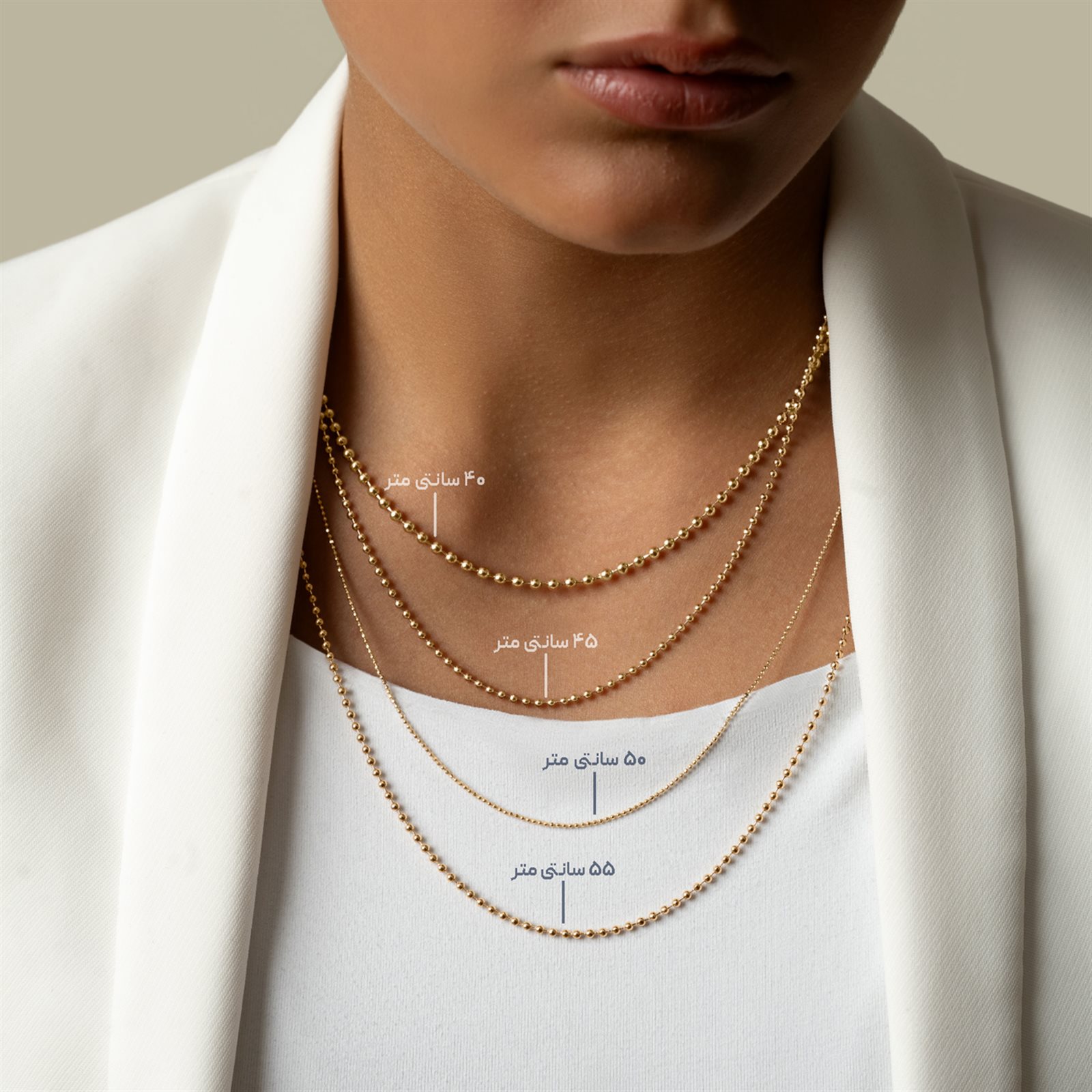 زنجیر طلا زنانه توپی متوسط