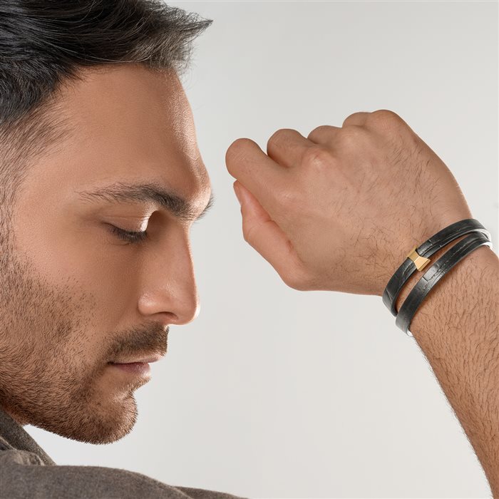 دستبند چرم و طلا مردانه پایا