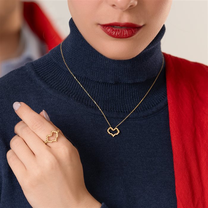 گردنبند طلا زنانه قلب پیکسلی
