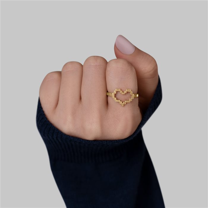 انگشتر طلا زنانه قلب پیکسلی