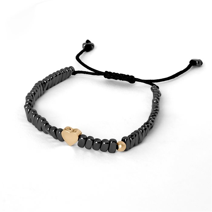 دستبند سنگ و طلا زنانه قلب آینه‌ای