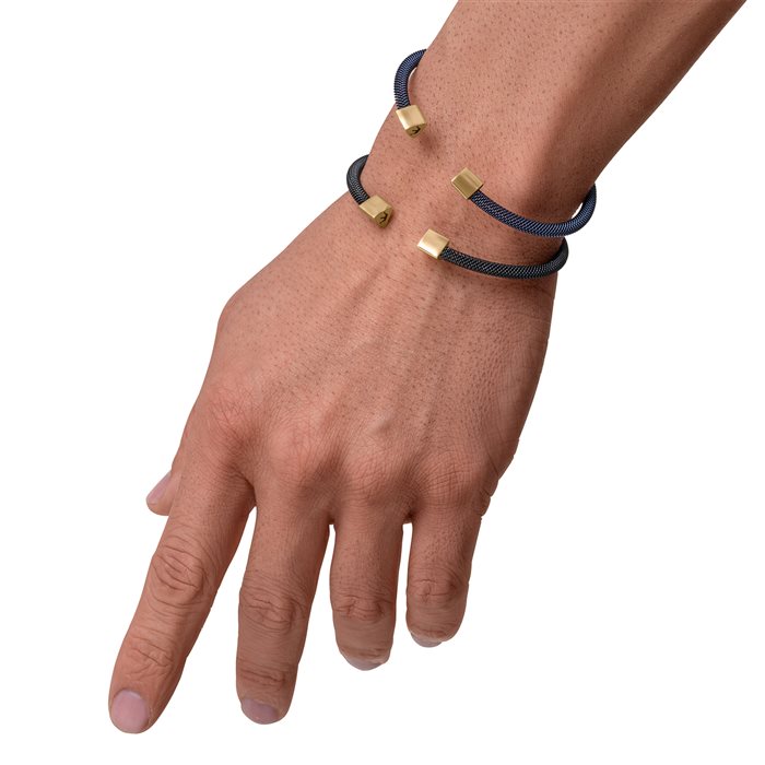 دستبند طلا مردانه برنا سورمه‌ای