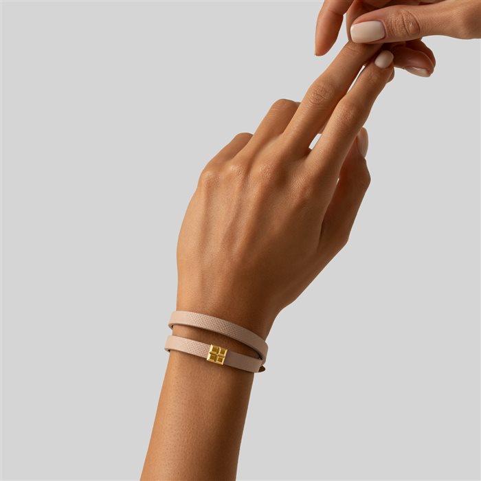 دستبند چرم و طلا شکلات