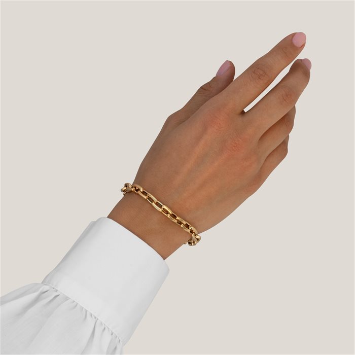 دستبند طلا زنانه هالوی مستطیل کوچک