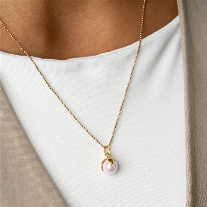 آویز طلا زنانه گل مروارید صورتی