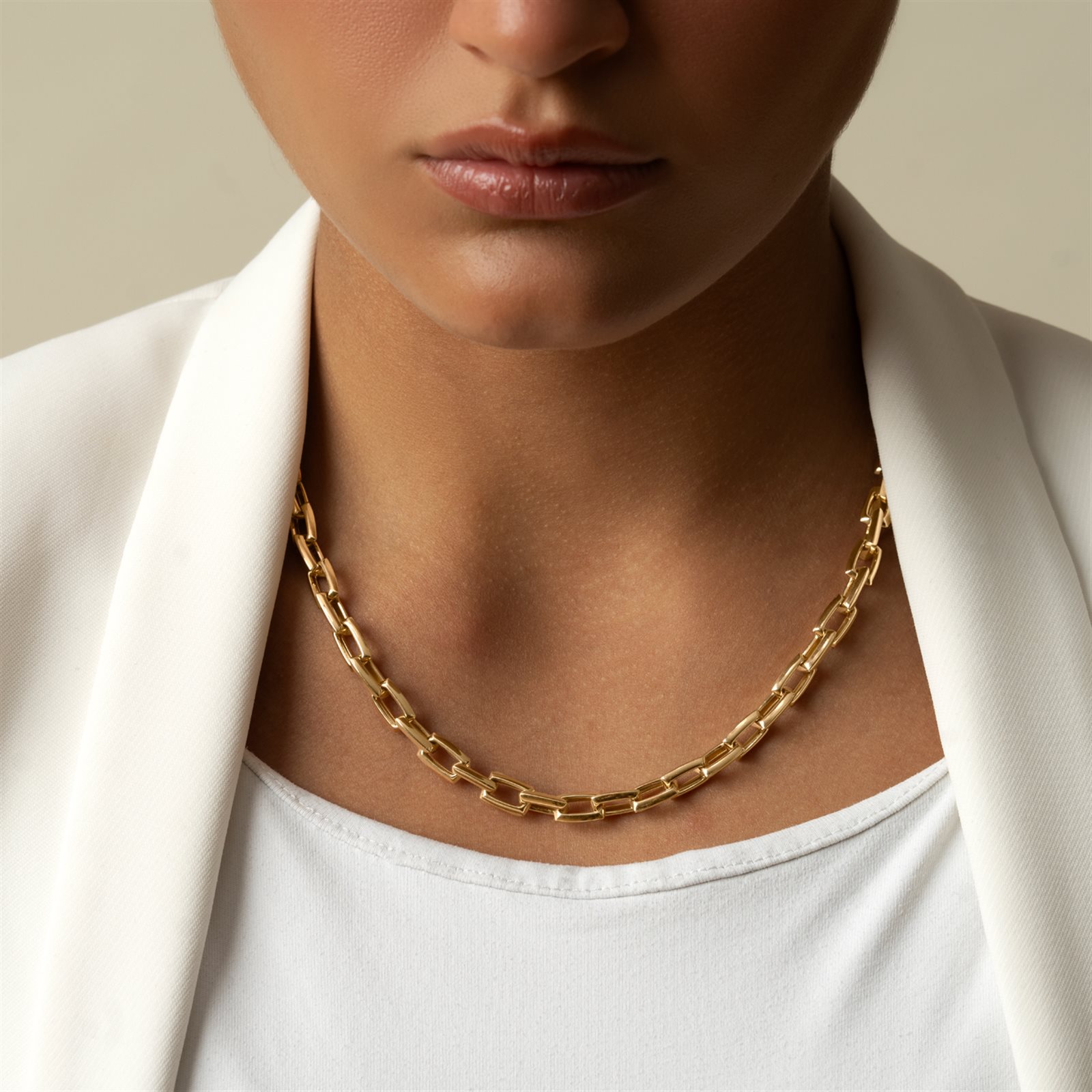 زنجیر طلا زنانه هالوی مستطیل کوچک زنجیر طلا زنانه هالوی مستطیل کوچک