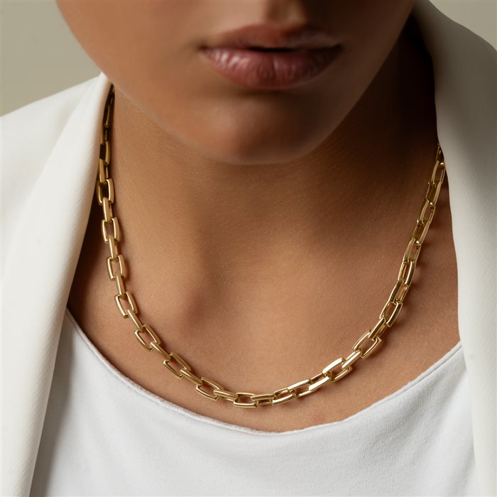 زنجیر طلا زنانه هالوی مستطیل بزرگ
