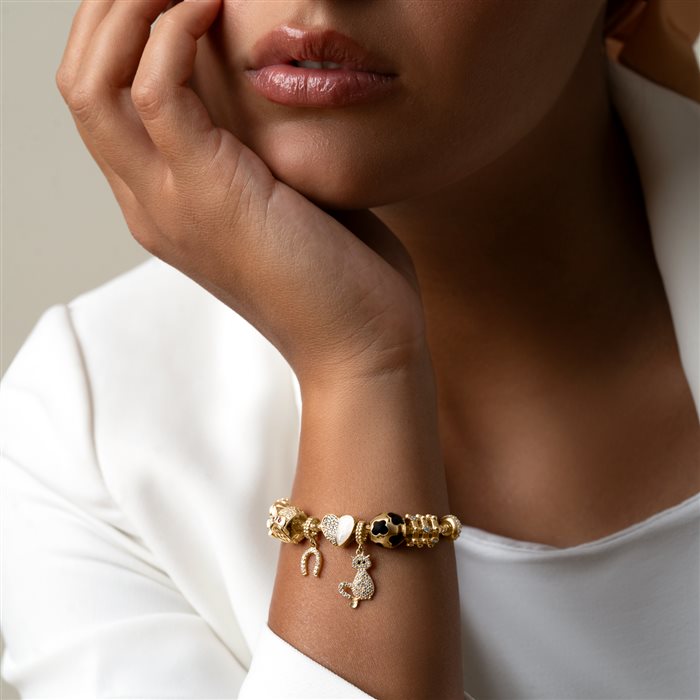 گوی دستبند طلا زنانه پاندورا نعل