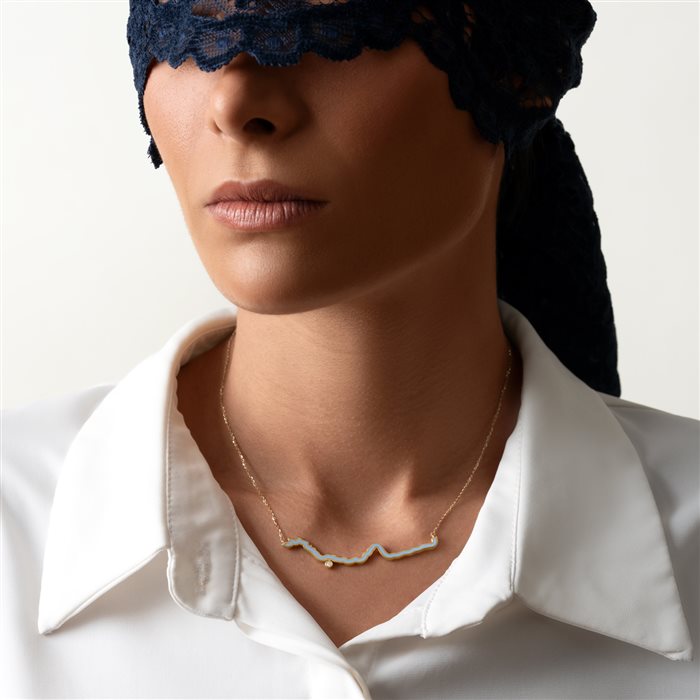 گردنبند طلا زنانه رگ مرزی (مینا کاری)