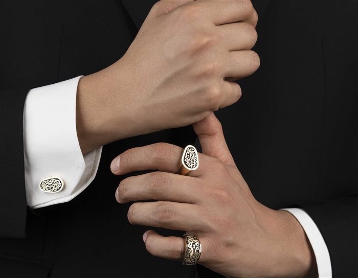 انگشتر طلا مردانه زر و خط هیچ پروال