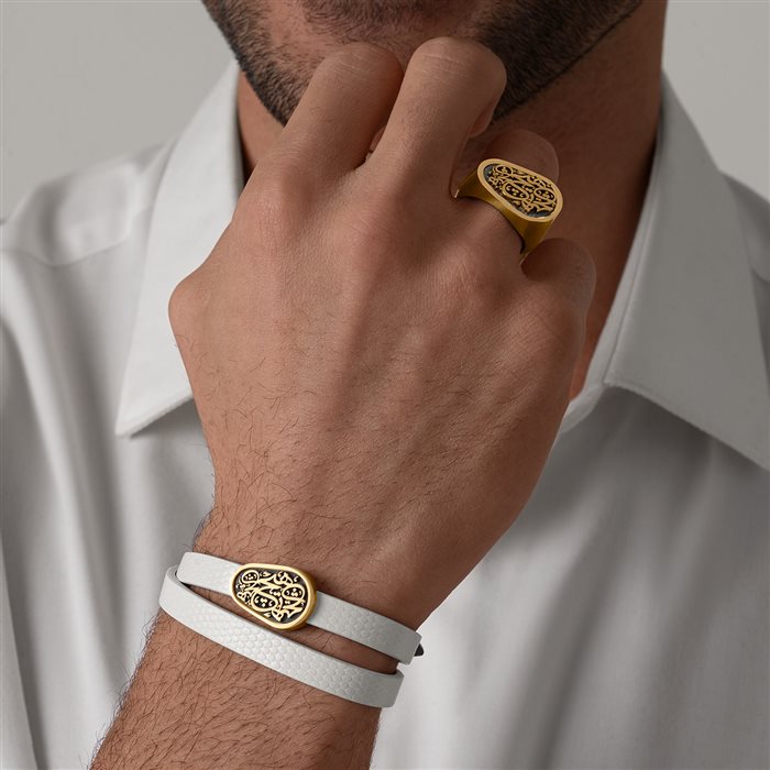 انگشتر طلا مردانه زر و خط هیچ پروال