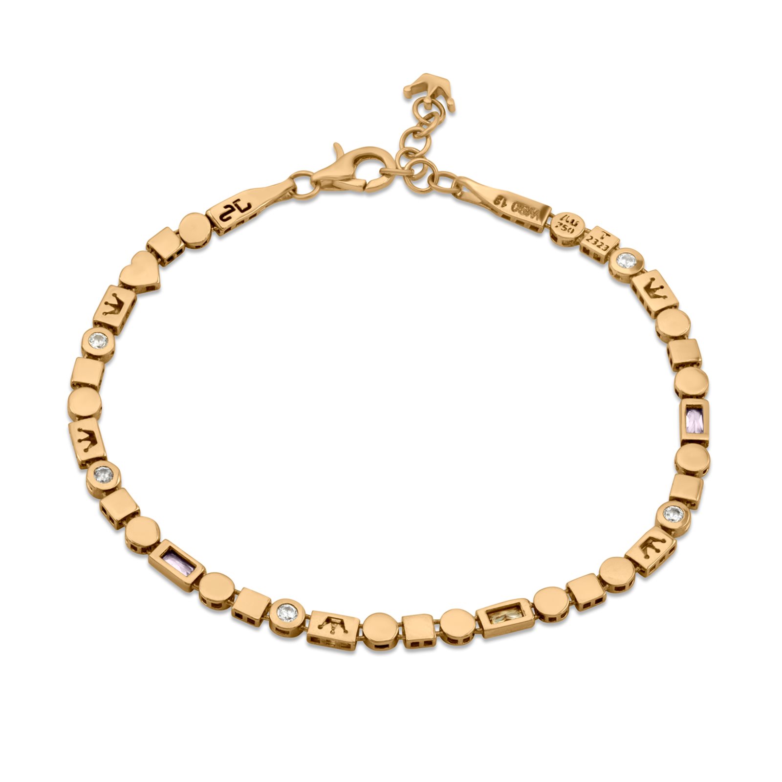 دستبند طلا زنانه ریسه سنگ