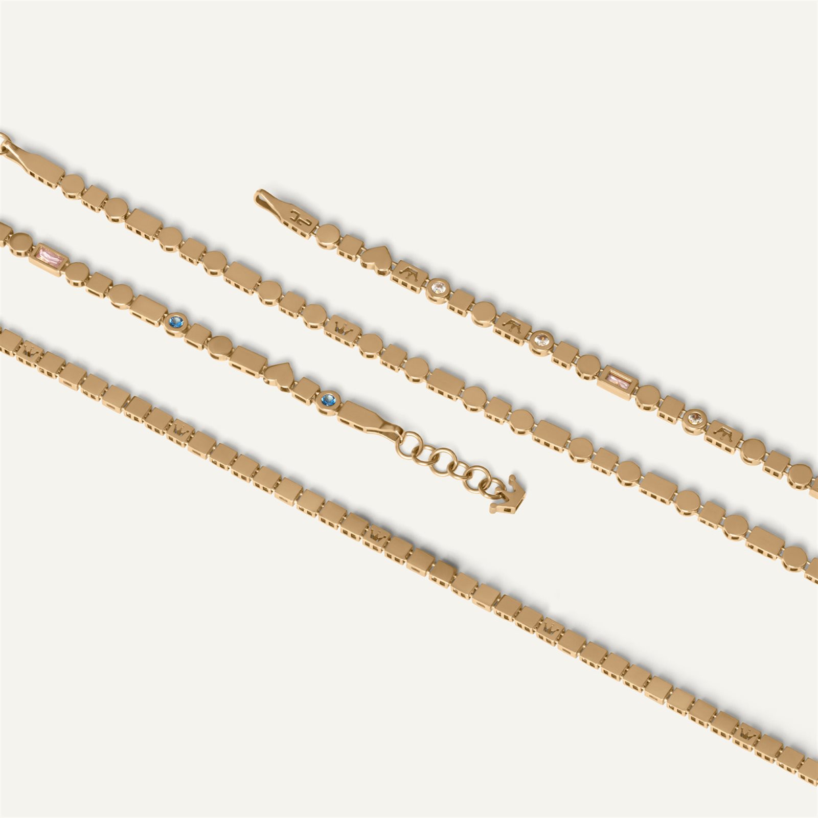 دستبند طلا زنانه ریسه سنگ