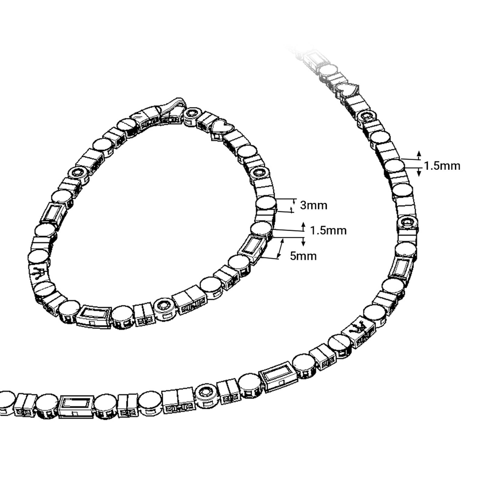 دستبند طلا زنانه ریسه سنگ