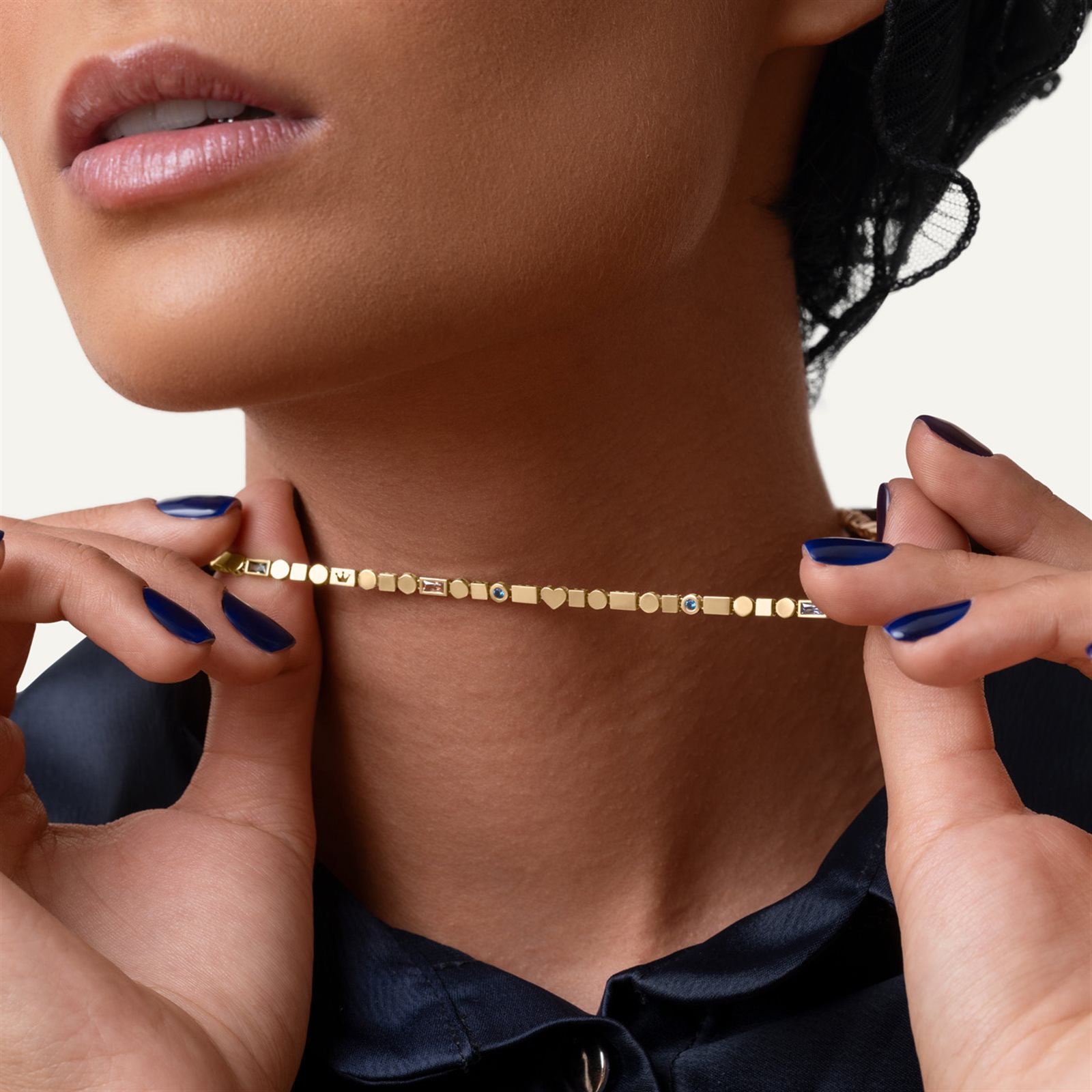  گردنبند طلا زنانه ریسه سنگ