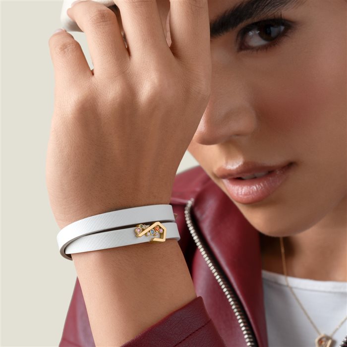 دستبند چرم و طلا زنانه ترنج