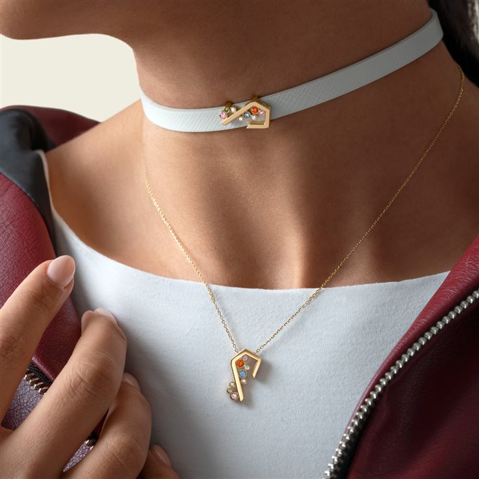 دستبند چرم و طلا زنانه ترنج