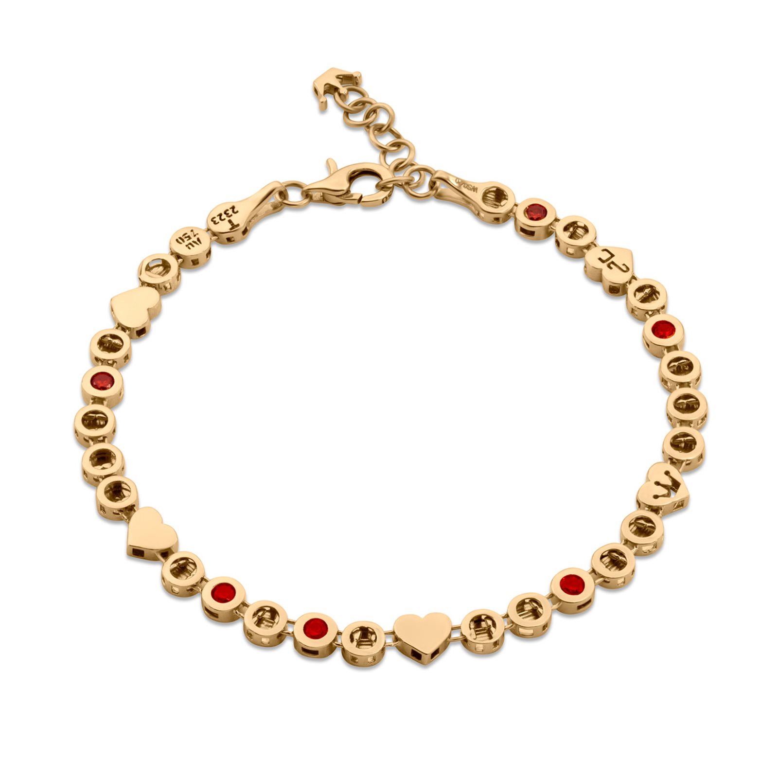 دستبند طلا زنانه ریسه سنگ قرمز دستبند طلا زنانه ریسه سنگ قرمز