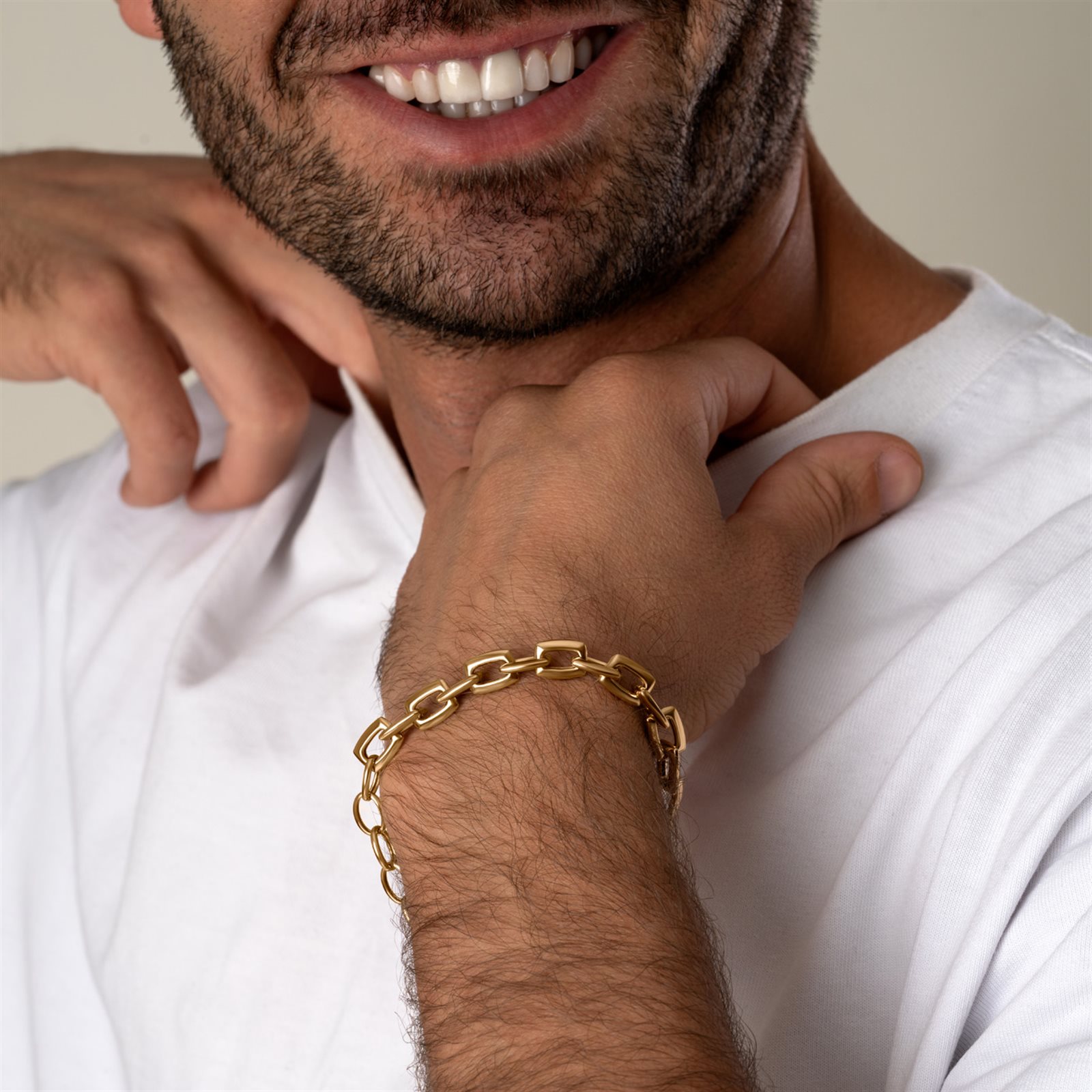 دستبند طلا مردانه هالوی مستطیل بزرگ دستبند طلا مردانه هالوی مستطیل بزرگ