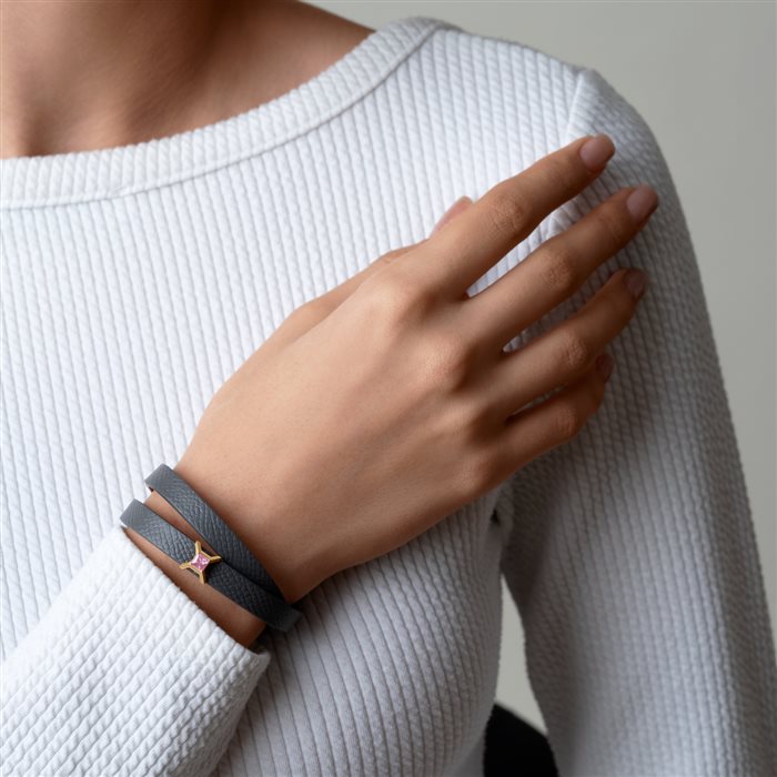 دستبند چرم و طلا زنانه آسو صورتی