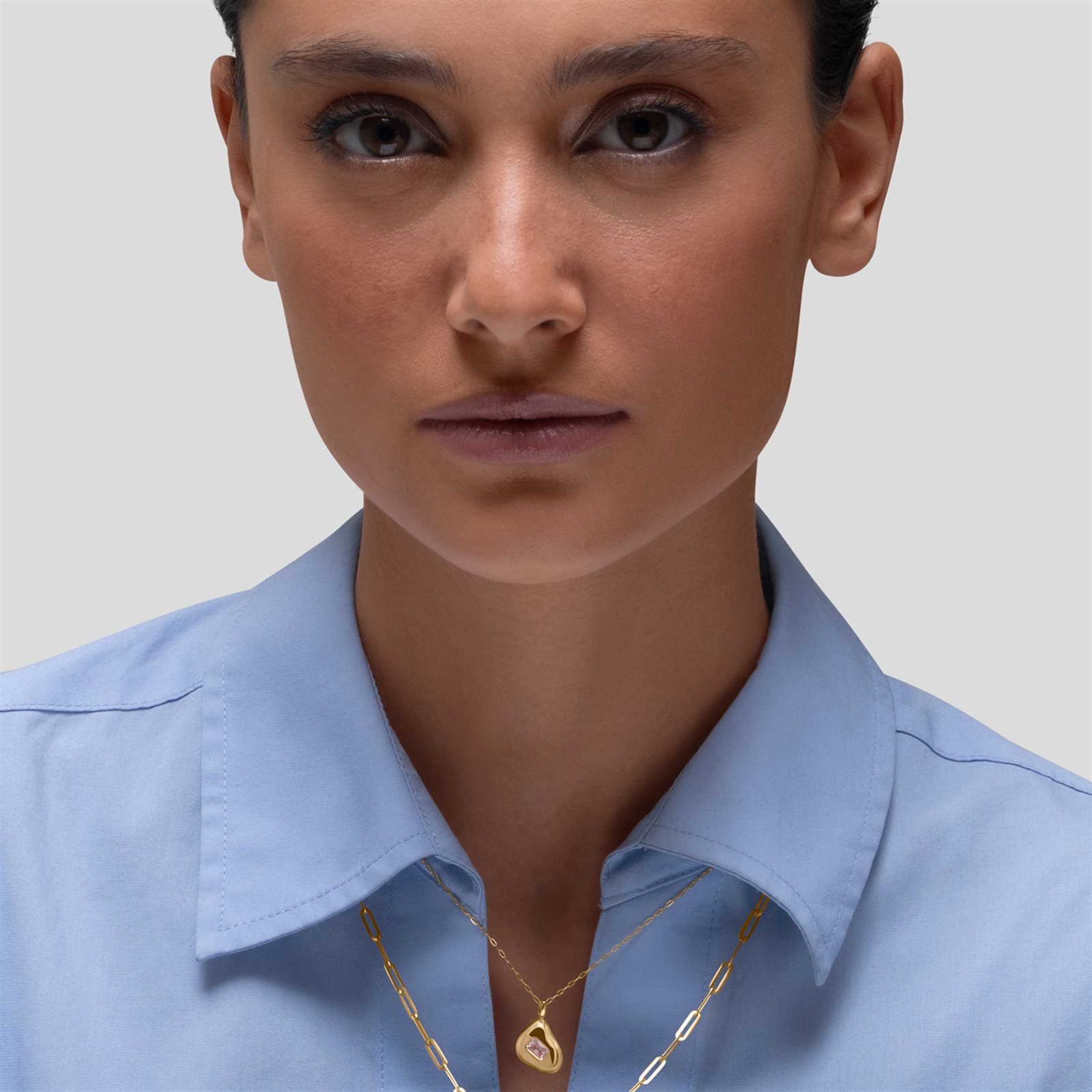 آویز طلا زنانه نور سنگ صورتی