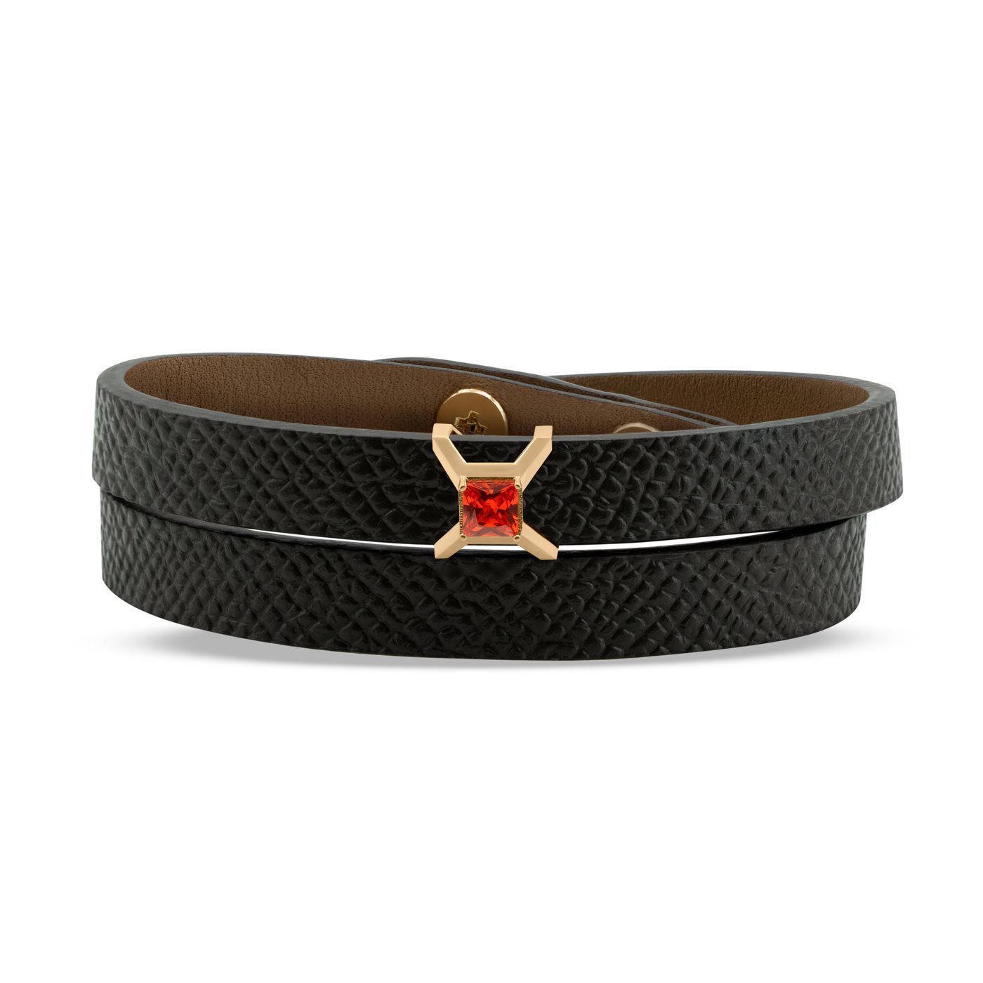 دستبند چرم و طلا زنانه آسو نارنجی