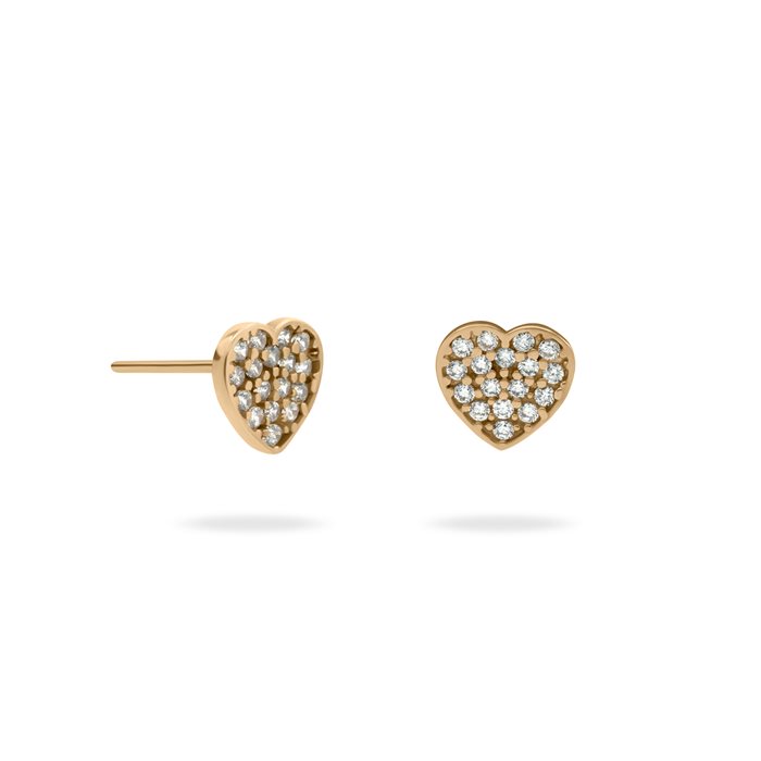 گوشواره طلا قلب نگینی بزرگ