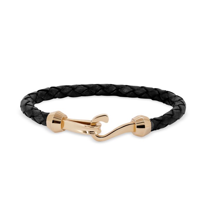 دستبند چرم و طلا مردانه هوک