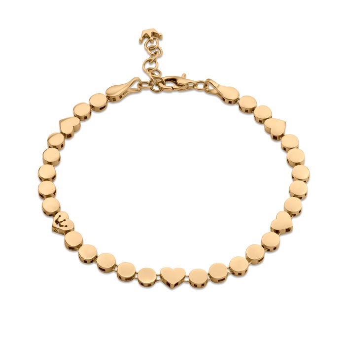 دستبند طلا زنانه ریسه سنگ قرمز