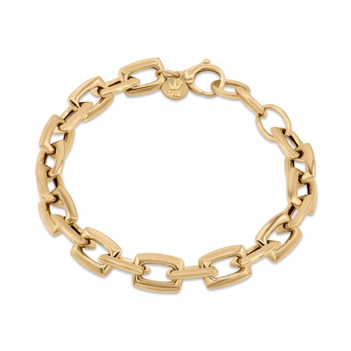 دستبند طلا مردانه هالوی مستطیل بزرگ