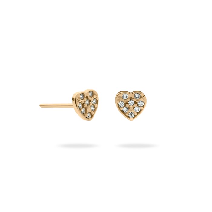 گوشواره طلا قلب نگینی کوچک