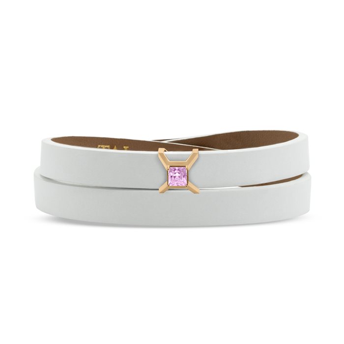 دستبند چرم و طلا زنانه آسو صورتی