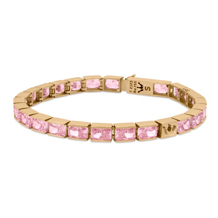 دستبند طلا زنانه ریل صورتی